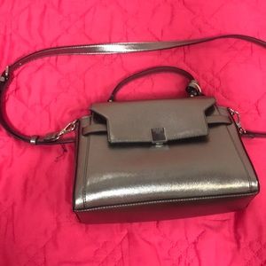 Dark Silverish Guess Purse w/ cross bold strap